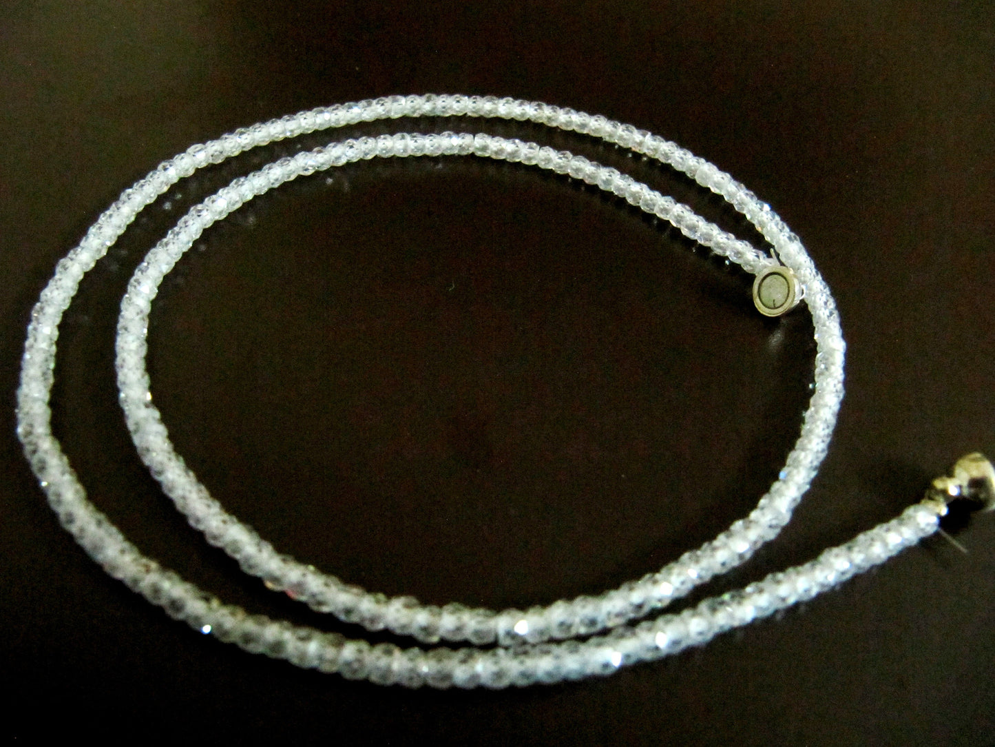 White Color Cubic Zirconia Rondelle Faceted 3mm Beaded Necklace Magnetic Clasp Top Quality Wholesale prices CZ Beaded Jewellery