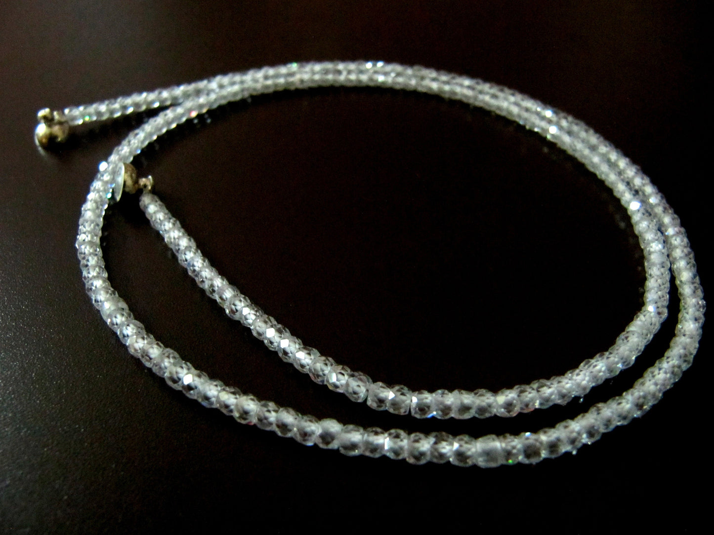 White Color Cubic Zirconia Rondelle Faceted 3mm Beaded Necklace Magnetic Clasp Top Quality Wholesale prices CZ Beaded Jewellery