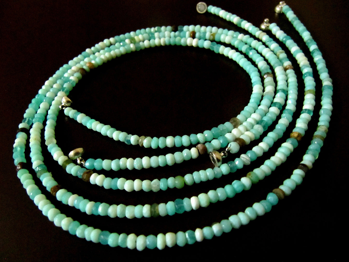 Natural Peruvian Opal Rondelle Faceted 4mm Beaded Necklace With Magnetic Clasp Top Quality Wholesale prices Great Quality Beads
