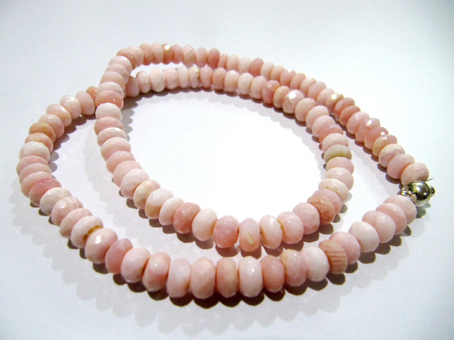 Natural Pink Opal Rondelle Faceted 6-7mm Beads Necklace With Magnetic Clasp Gemstone Beaded Jewellery sold per piece