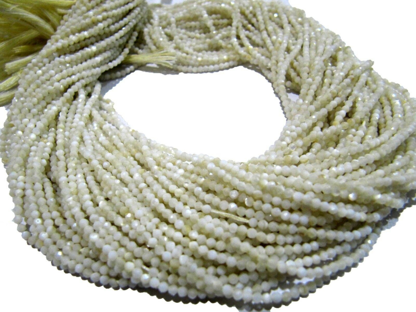 Natural Mother Of Pearl Rondelle Faceted 2mm Beads Strand 13 inches long Jewelry Making Beads Sold Per Strand Wholesale Prices