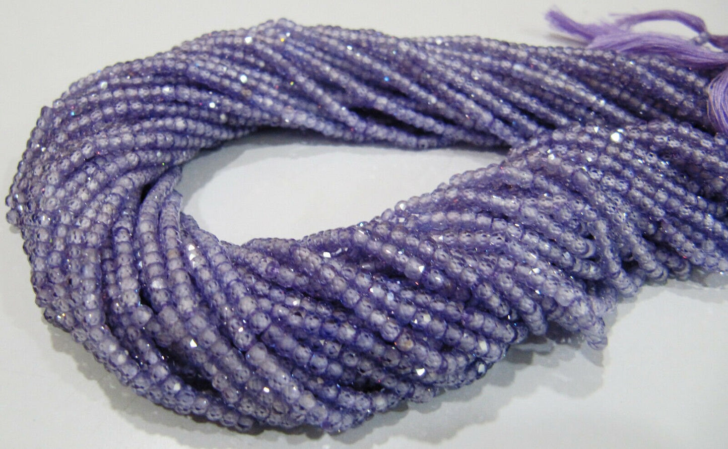 Lavender color Cubic Zirconia Rondelle Faceted Beads 3mm Strand 13 inch long Top Quality Wholesale prices Jewelry making gemstone beads