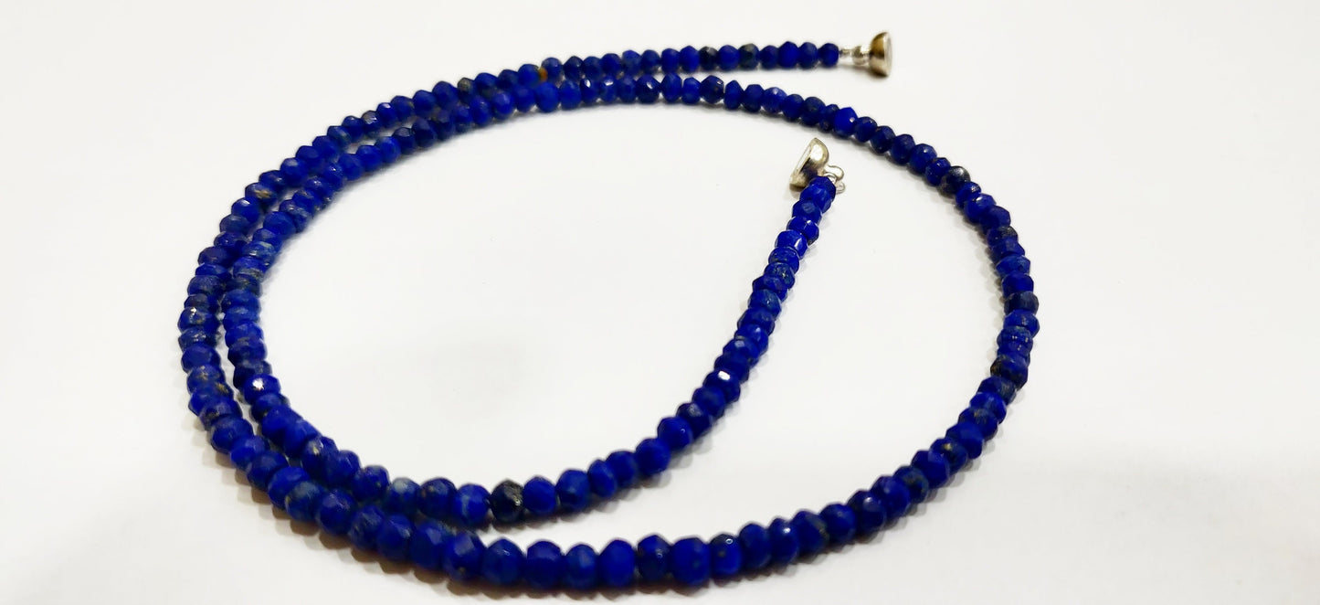 Natural Lapis Lazuli Rondelle Faceted 4mm Beads necklace With Magnetic Clasp Top Quality Wholesale prices Beaded Jewellery