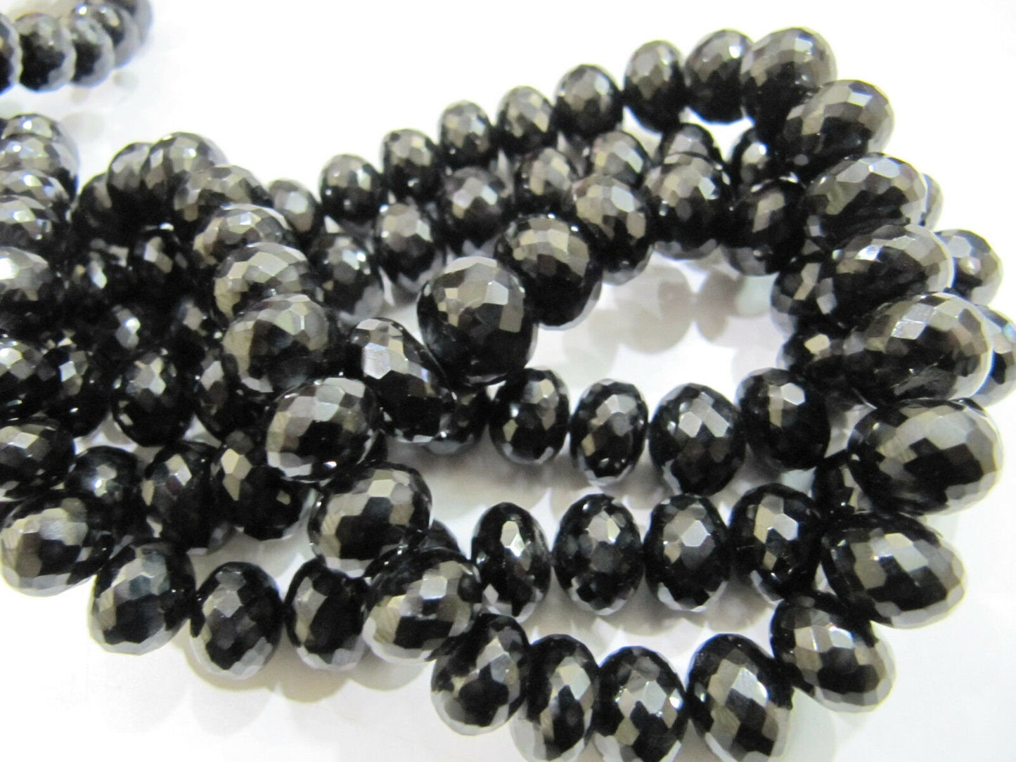 Natural Black Spinel Rondelle Faceted Beads 8 to 12mm Strand 8 inches Long Wholesale Prices Best Quality Jewelry Making Gemstone Beads