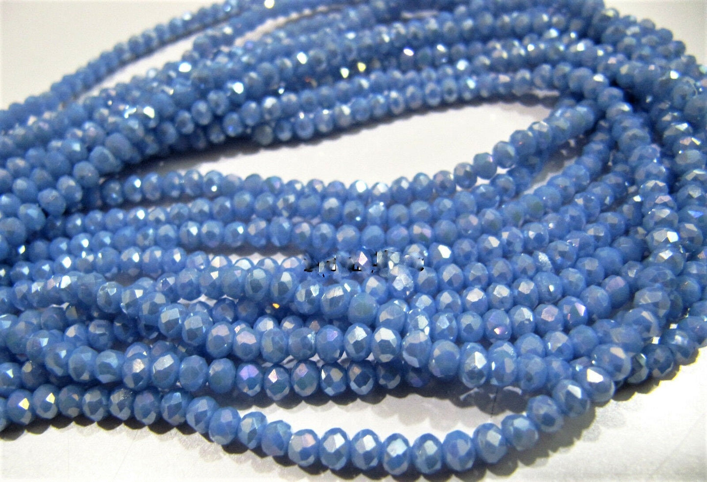Mystic Coated Blue Chalcedony Hydro Quartz 3-4mm Size Rondelle Faceted Beads Strand 14 inches Long Beautiful Jewelry Beads
