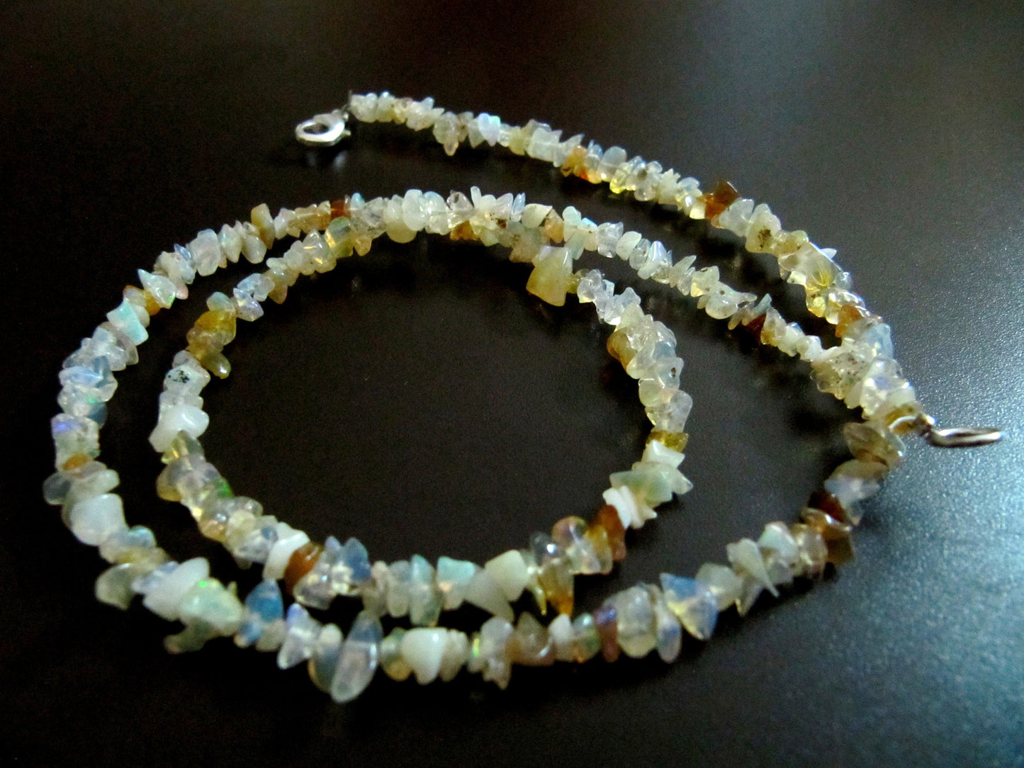 Natural Ethiopian Opal Irregular Chip Gravel Uncut Nugget 4mm To 5mm Beaded Necklace Strand 18 Inches Long Sold Per Piece