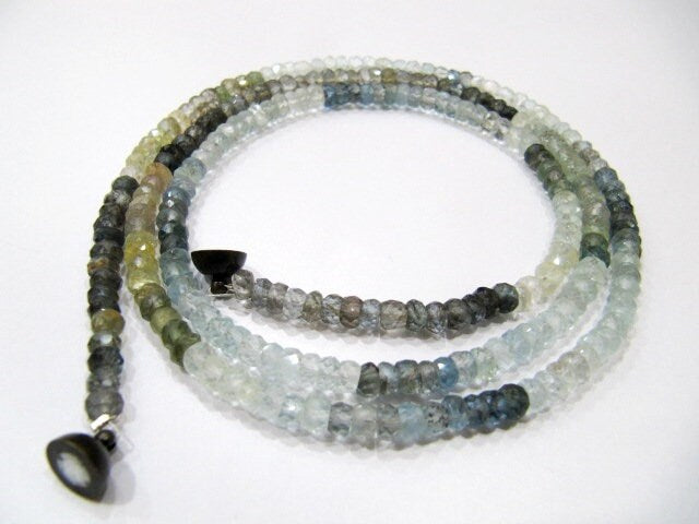 Natural Moss Aquamarine Rondelle Faceted 4-5mm Beaded Necklace With Magnetic Clasp Top Quality Wholesale prices 26 inch long