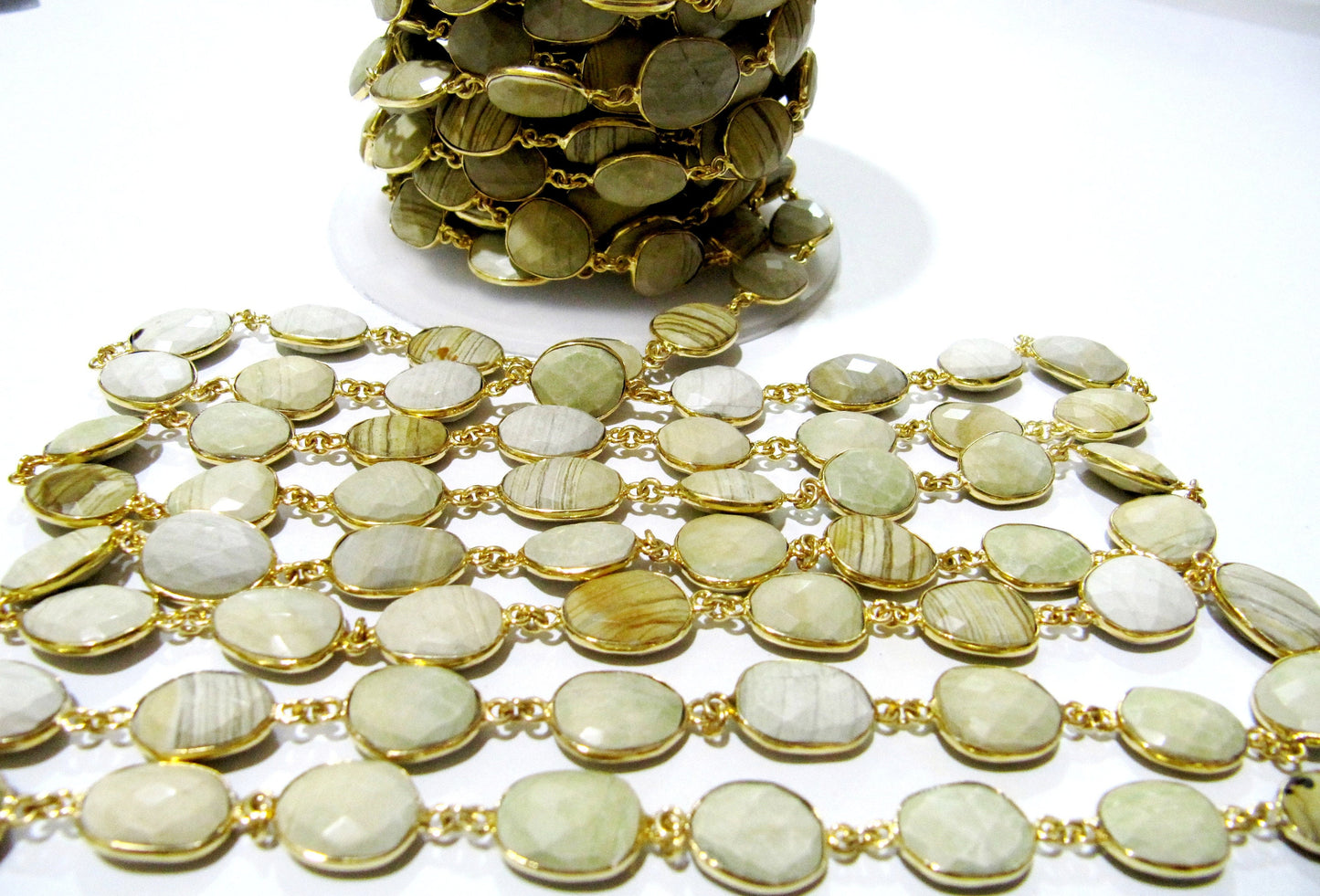 Natural Wooden Agate Uneven Free Shape 13 to 15mm Briolette Connector Chain Sold Per Foot High Quality Gemstone Wholesale prices