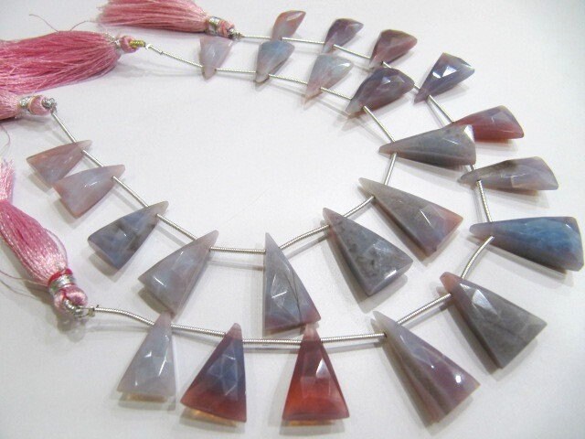 Natural Lavender Blue Opal Triangle Shape Faceted Briolette 14X24mm beads Jewelry Making Gemstone Beads Strand 8 inch Long Wholesale Prices