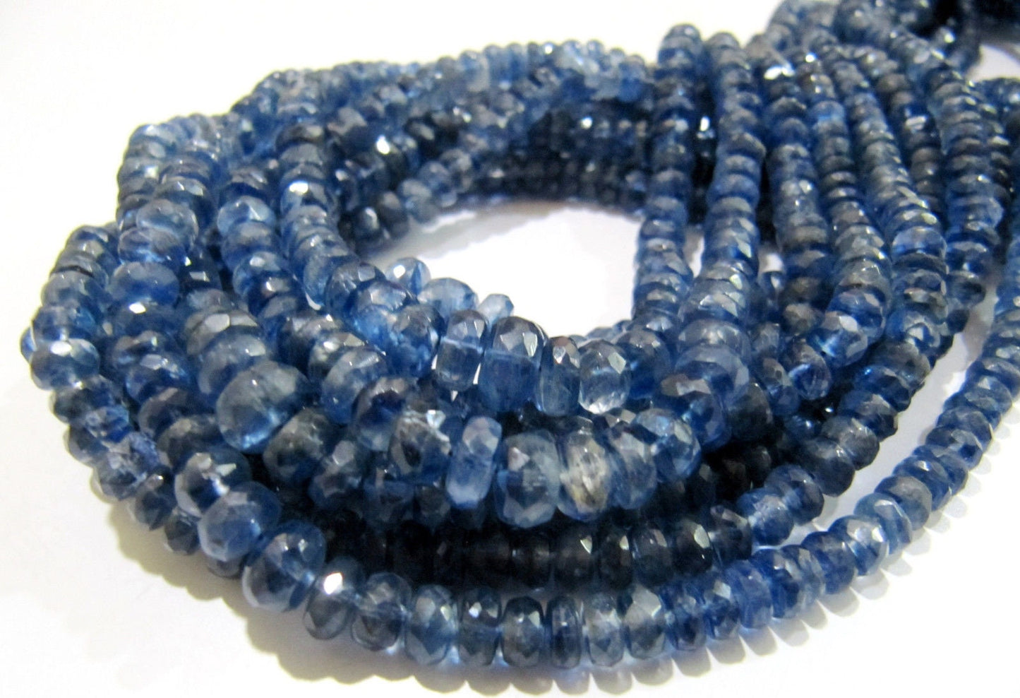 Natural Kyanite Rondelle Faceted Beads Size 3.5 to 6mm Graduated Strand 16 inches long Blue Color Beads sold per Strand Wholesale Prices
