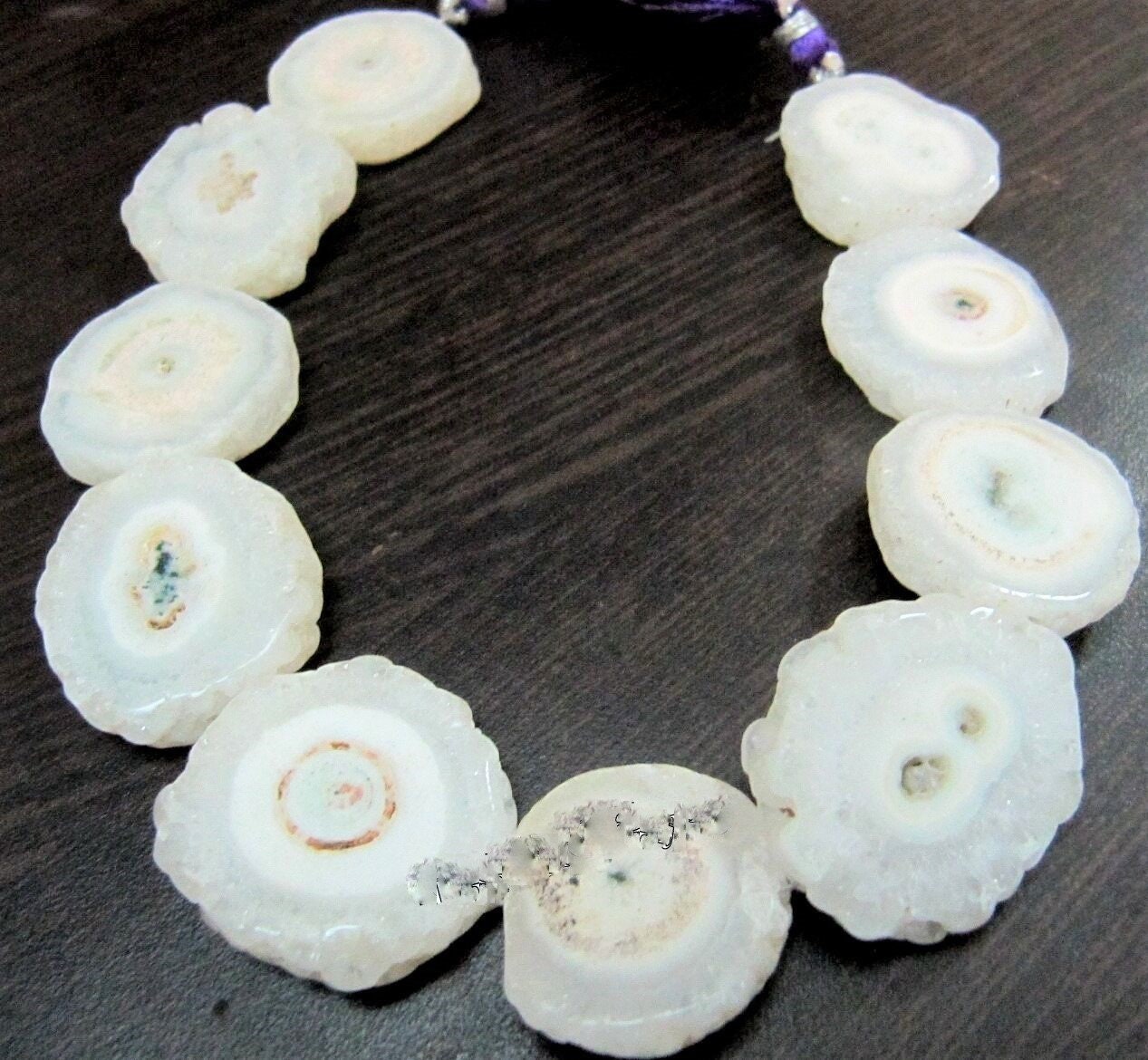 Natural White Solar Quartz Druzy Stalactite Slice Beads approx 20 to 30mm Size Mossy Stone Drusy strand Length 7-8 inch long Wholesale Price