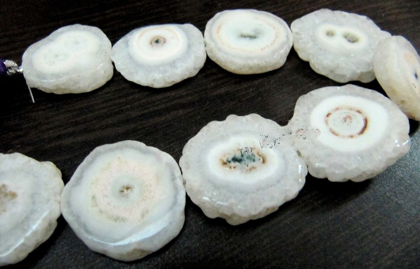 Natural White Solar Quartz Druzy Stalactite Slice Beads approx 20 to 30mm Size Mossy Stone Drusy strand Length 7-8 inch long Wholesale Price