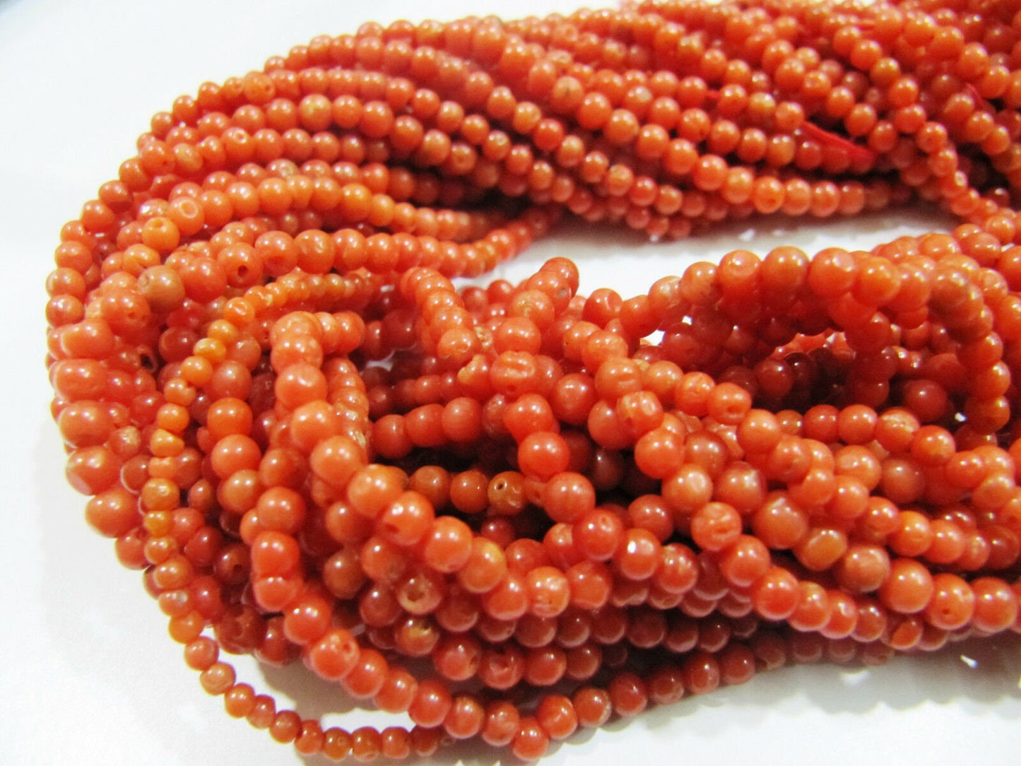 Natural Italian Coral Round Beads 3mm size Precious gemstone Strand 10 inches Long Genuine Coral Strings Wholesale Price
