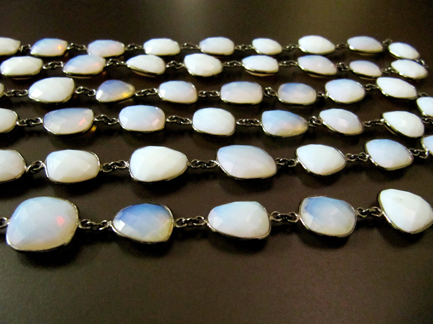 Mystic Pink Opal Quartz Uneven Free Shape Briolette Bezel Connector Chain Size 12-15mm Wholesale price Jewelry Making Link Chain