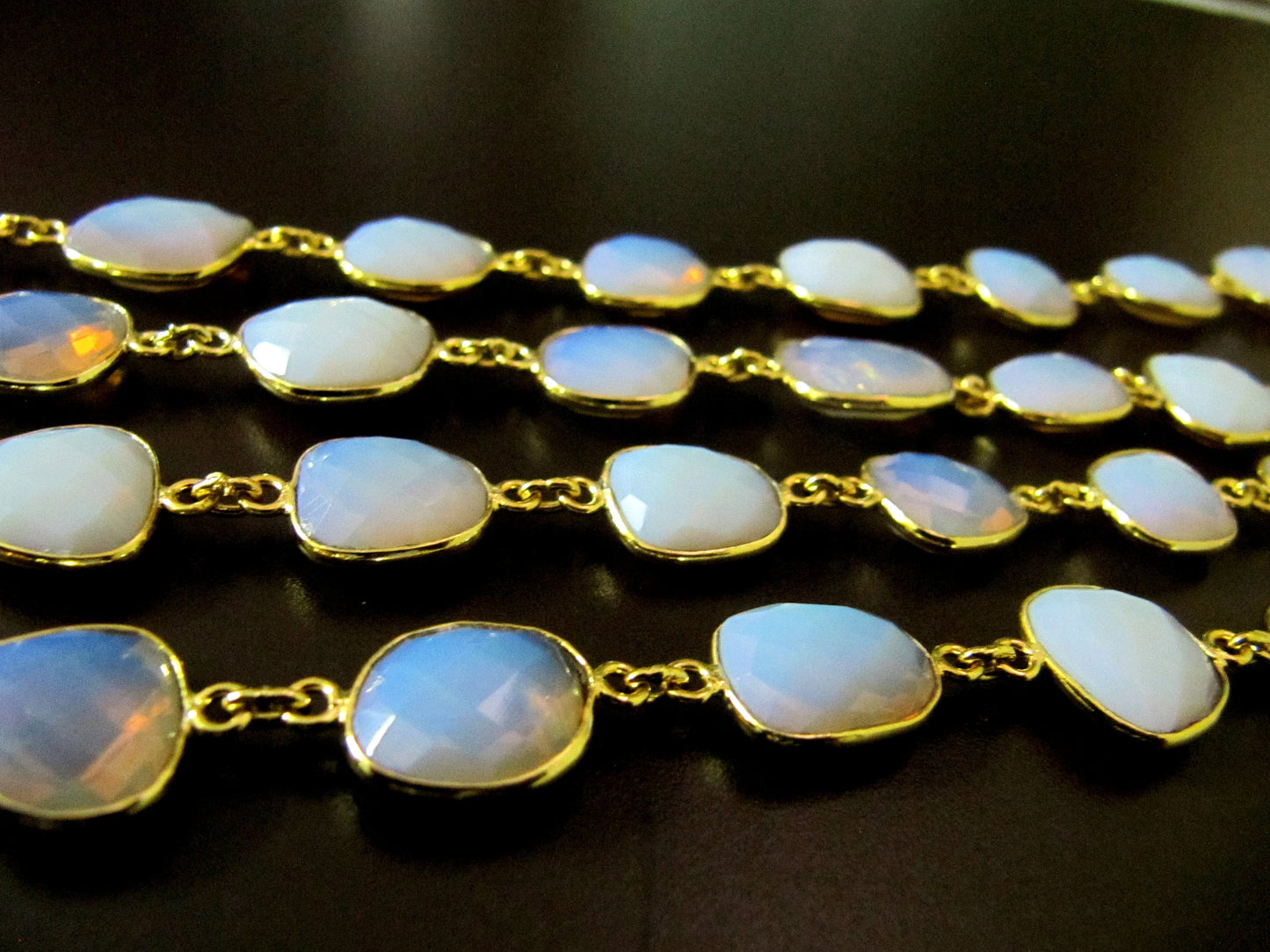 Mystic Pink Opal Quartz Uneven Free Shape Briolette Bezel Connector Chain Size 12-15mm Wholesale price Jewelry Making Link Chain
