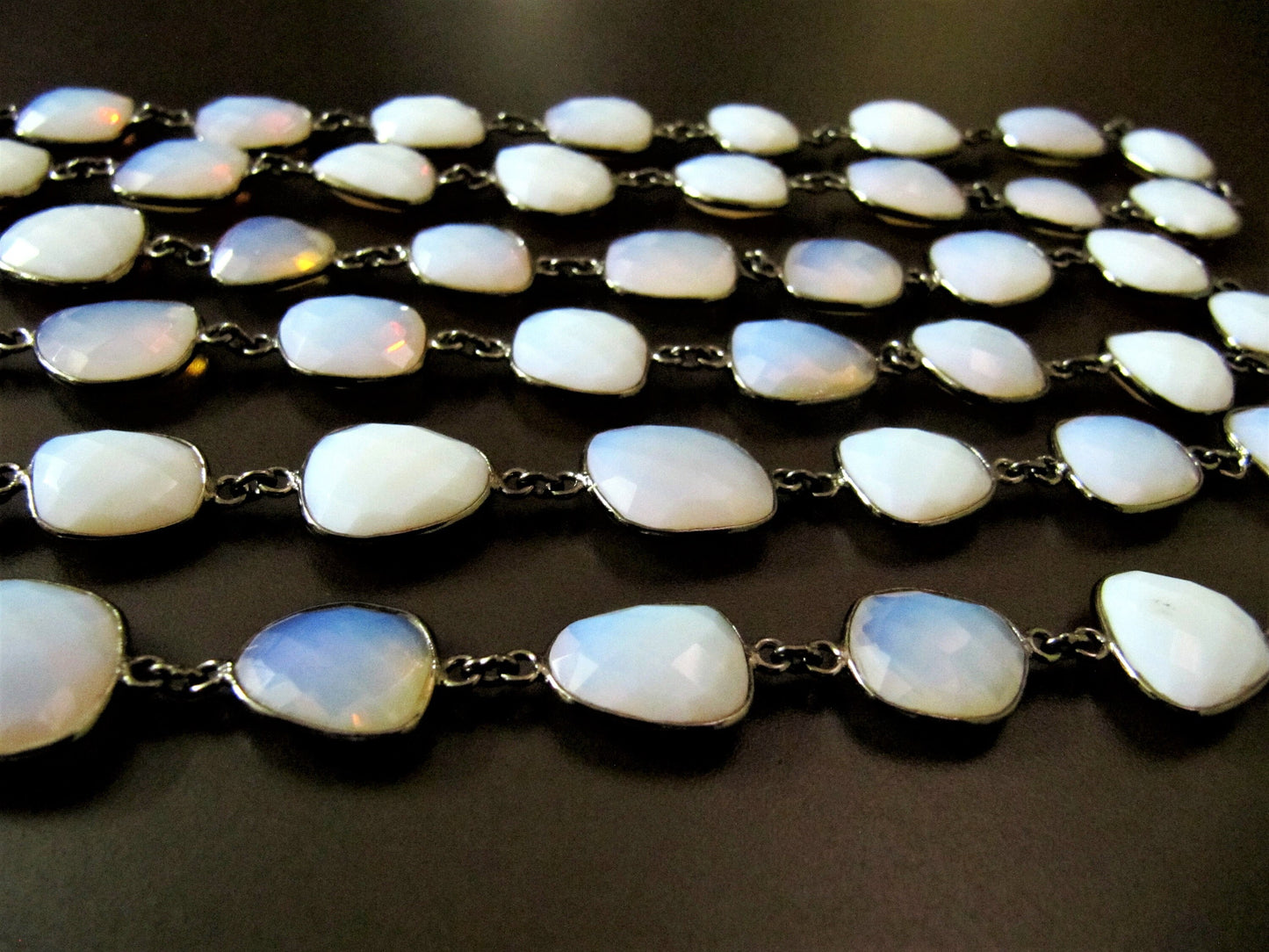 Mystic Pink Opal Quartz Uneven Free Shape Briolette Bezel Connector Chain Size 12-15mm Wholesale price Jewelry Making Link Chain