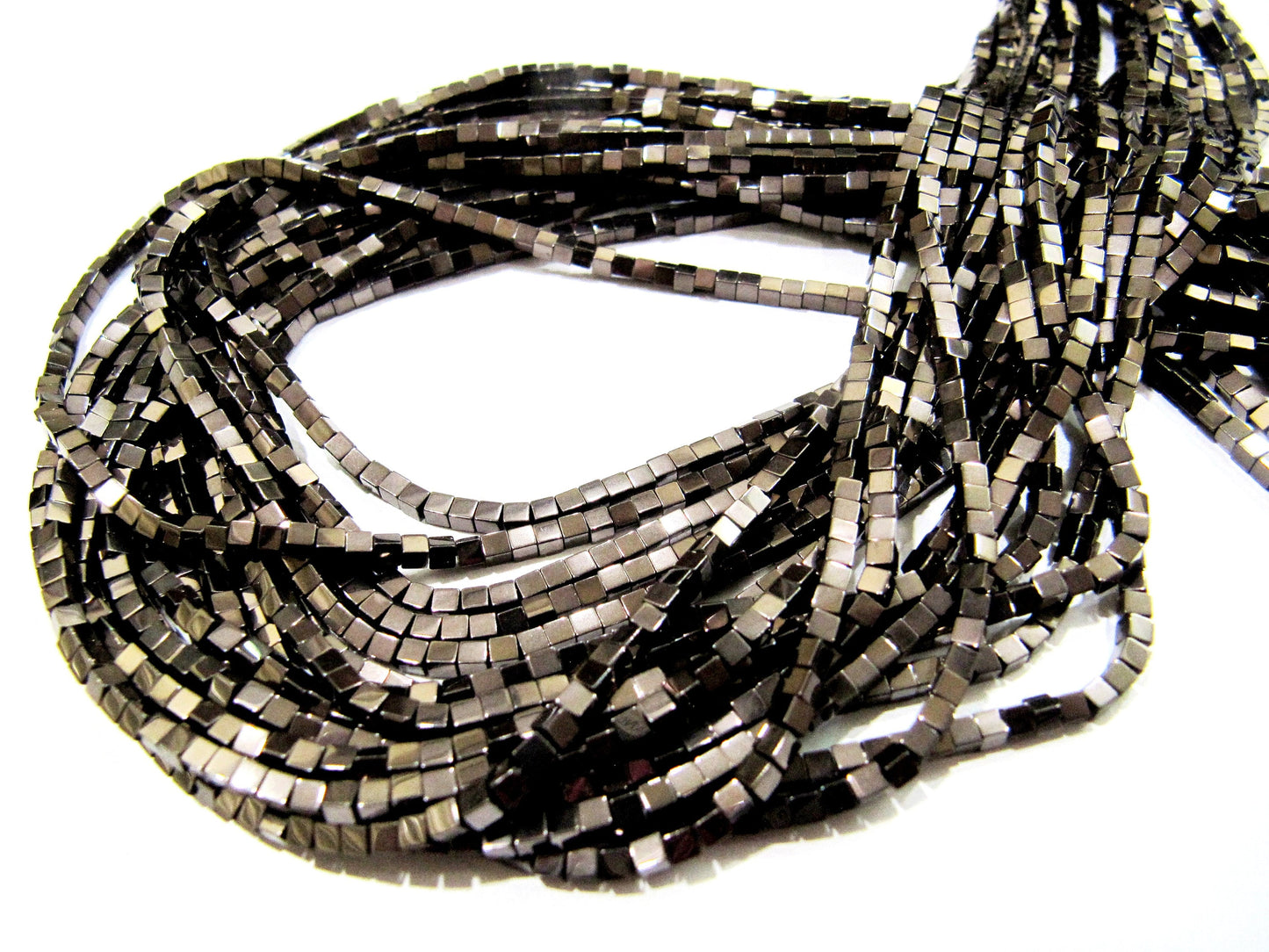 Natural Brown Hematite Cube Beads 2mm Size Strand 15-16 inch long Box Shape Semi Precious Gemstone Beads Wholesale Prices