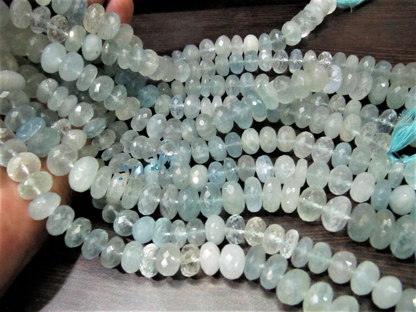 Natural Untreated Aquamarine Far Size Beads 12 to 13mm Strand 8 Inches Long Wholesale Prices aquamarine Gemstone beads