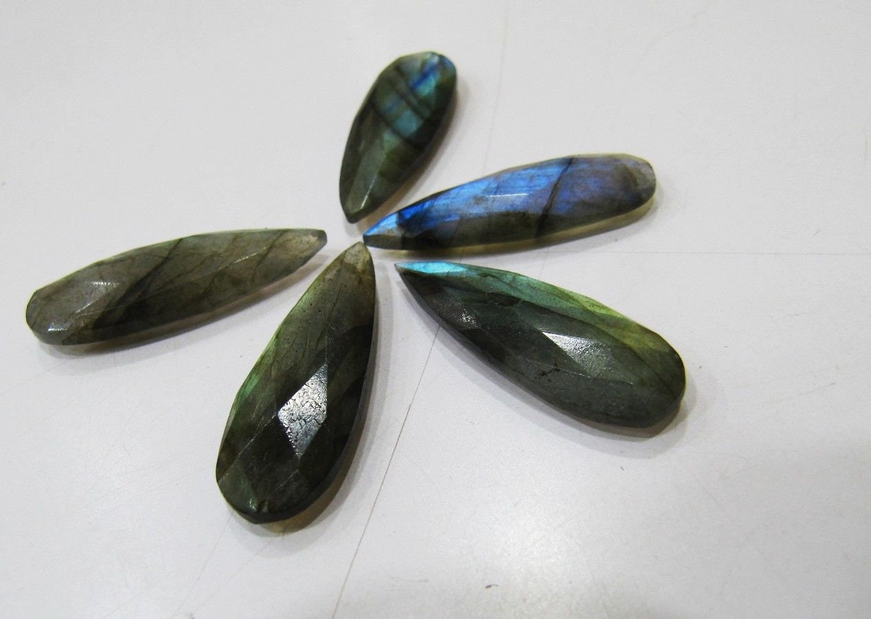 4 Pcs Set Natural Labradorite Blue Flashy Arrow Shape Briolette Gemstone Arrowheads Approx 1 inches long Jewelry Making Gemstone