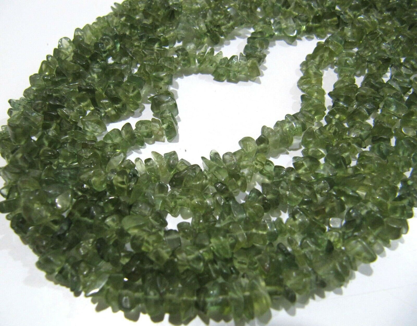 Natural Green Apatite Irregular Chip Gravel Uncut Nugget 5mm To 7mm Beads Green Color Jewelry Making Beads Strand 34 Inch Long