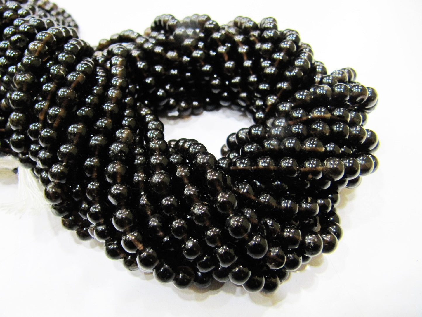 Natural Smoky Quartz Round Plain Smooth 5 to 6mm best Quality Beads Strand 13 inches Long Jewelry making gemstone beads
