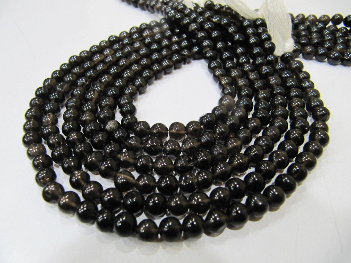Natural Smoky Quartz Round Plain Smooth 5 to 6mm best Quality Beads Strand 13 inches Long Jewelry making gemstone beads
