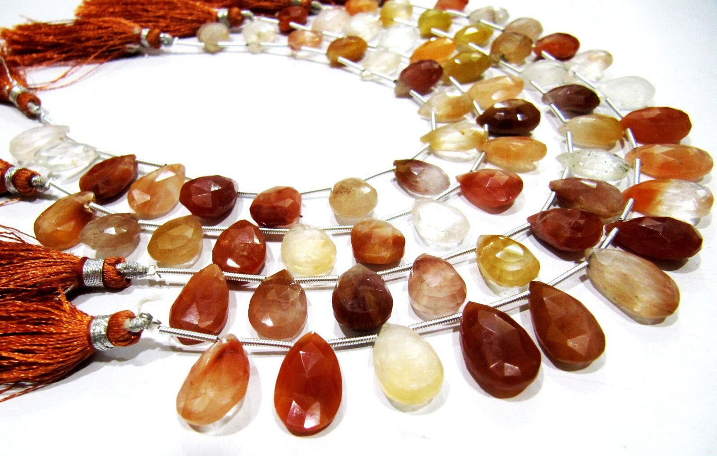Natural Genuine Copper Rutilated Quartz Pear Shape Beads 10x13 to 11x16mm Briolette Beads Strand 8 Inches Long Red Rutile Beads
