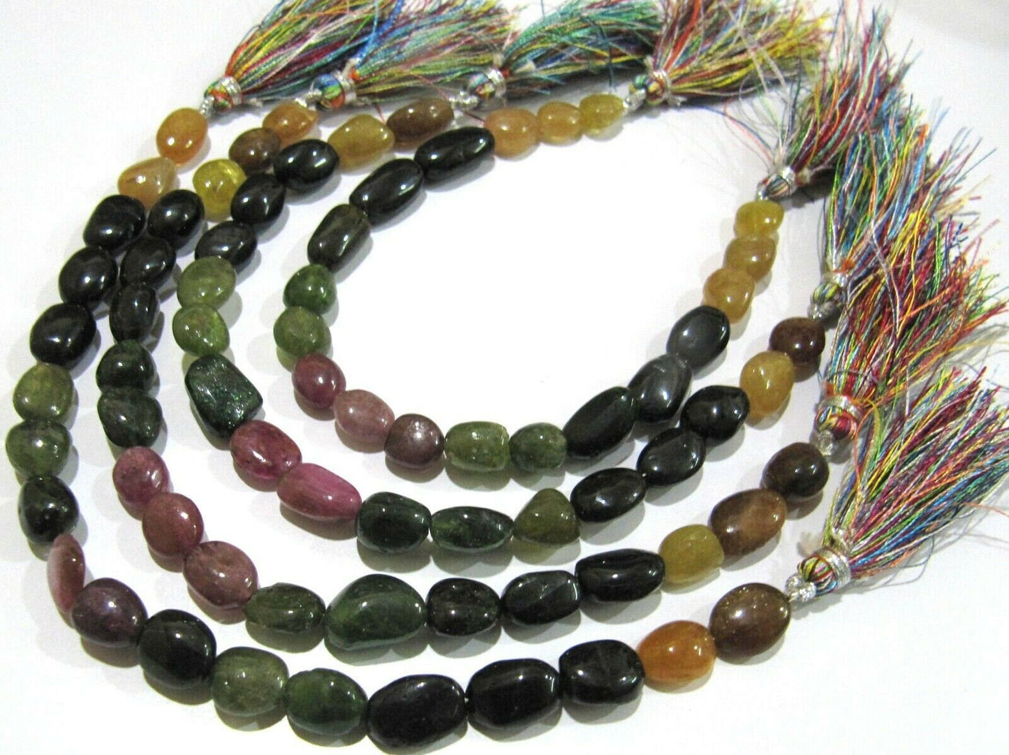 Natural Multi Tourmaline Nugget Shape Plain Smooth Tumbled Briolette Beads Size Approximately 8x10 To 9x12 mm sold per Strand 8 inches Long