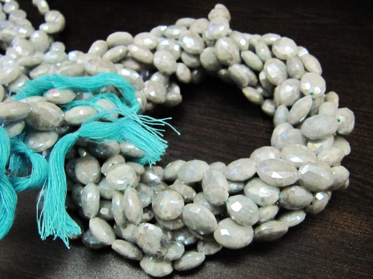 Natural Aquamarine AB Mystic Coated Oval Shape Faceted 11-12mm Beads Silver Coated Beads Strand 14 inches Long