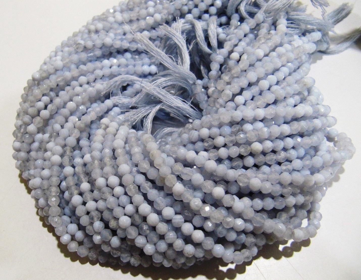 Natural Blue Lace Agate Round Faceted 4mm Ball Shape Beads Strand 13 inch Long Top Quality Beads Wholesale Prices