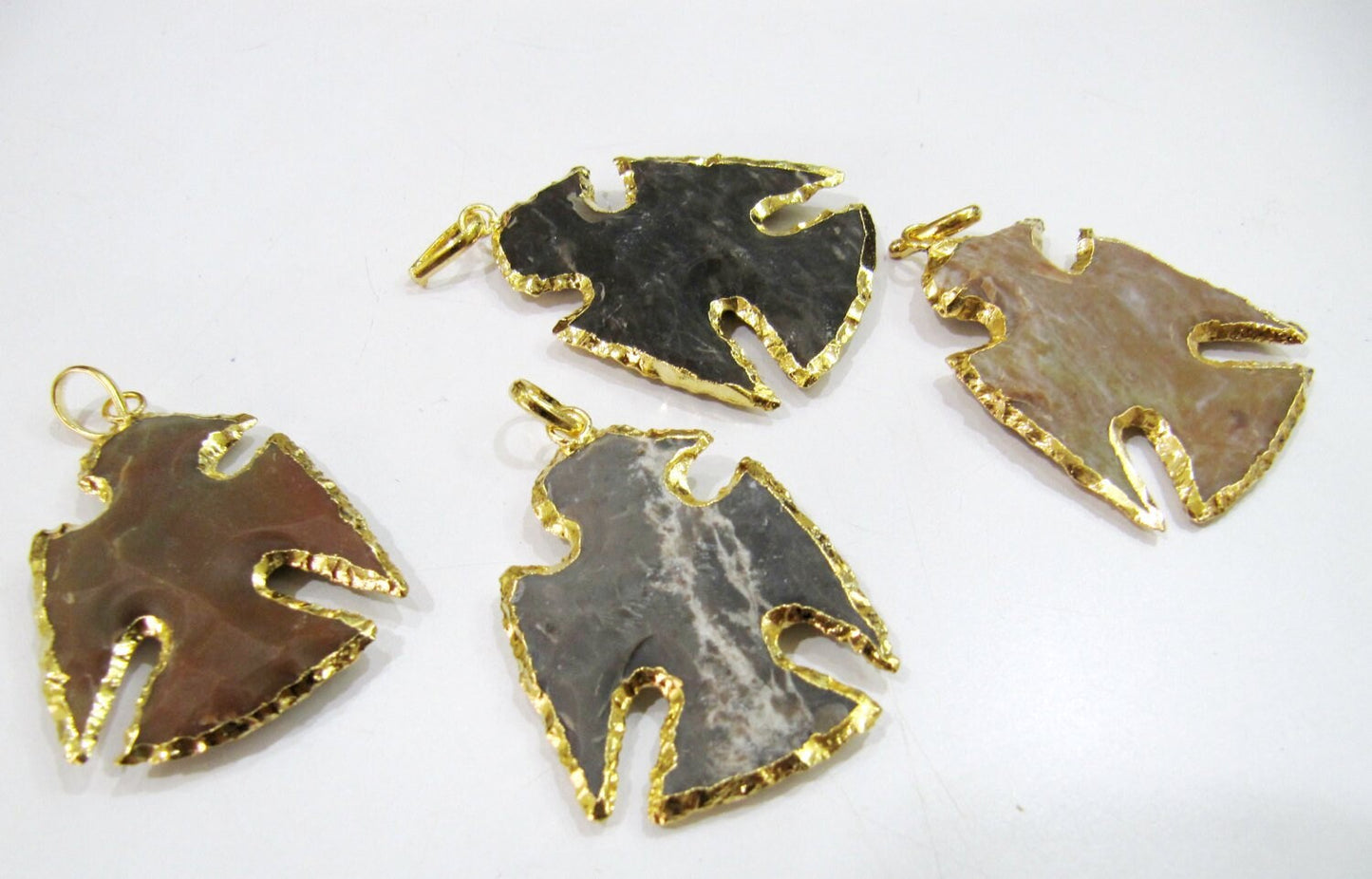 Natural Jasper Eagle Shape Gold Electroplated Double Loop Arrowhead Connector Charms Pendant Size approx.2 to 2.5 Long