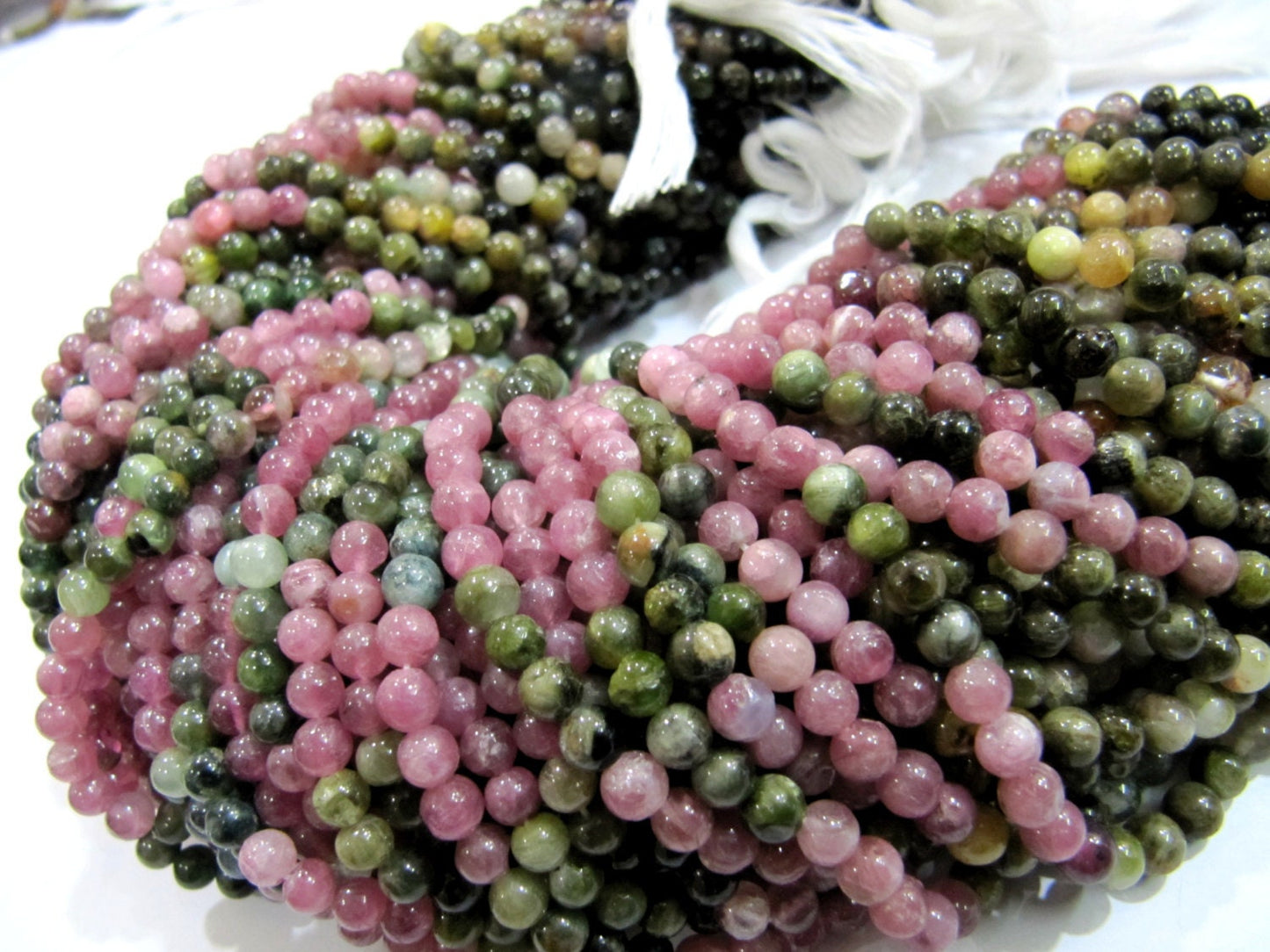 Multi Color Tourmaline Plain Smooth Ball Shape Round beads 3mm to 4mm Size Strand 13 inches long Water melon Tourmaline jewelry making Bead