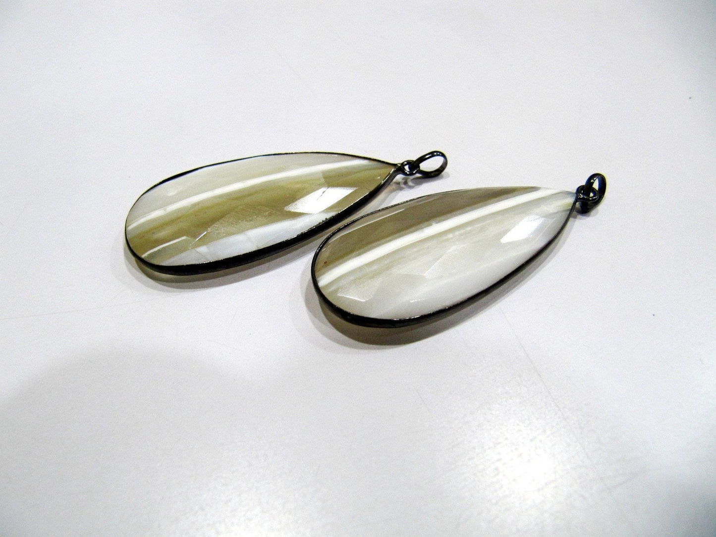 Natural White Opal Pear Shape Briolette Faceted Connector Pendant Charm 22 x 45 mm size Unique Rare Gemstone Bezal Pendant Single Loop