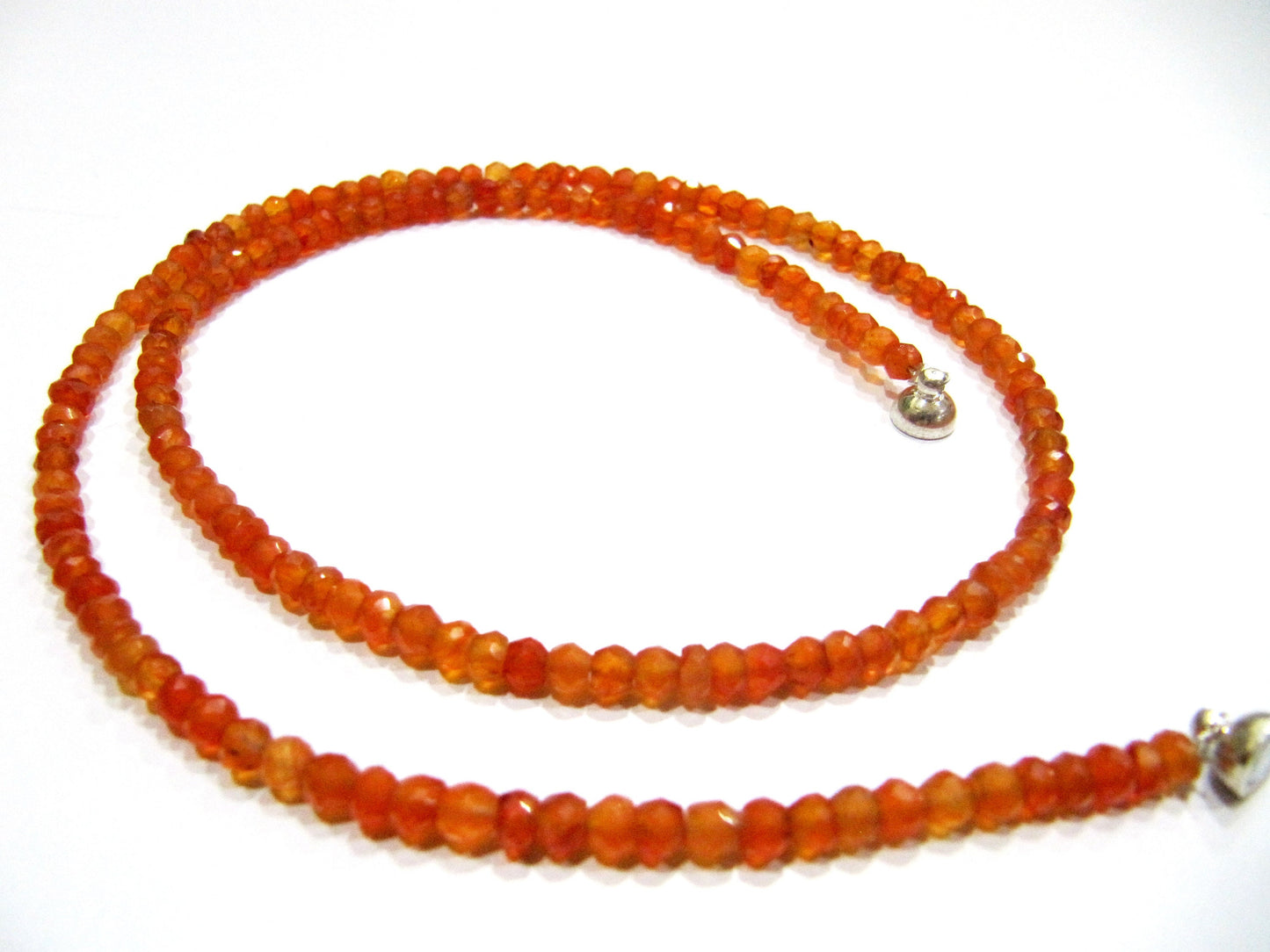 Natural Carnelian Rondelle Faceted 3-4mm Beaded Necklace With Magnetic Clasp Orange Gemstone Jewellery sold per pice