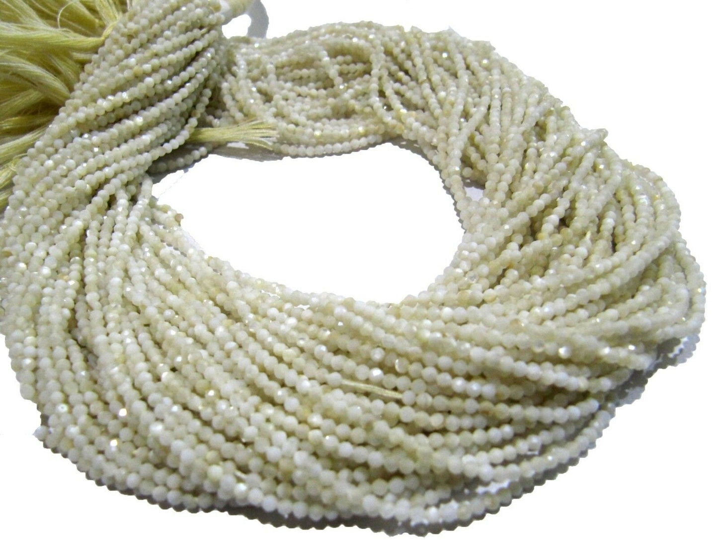Natural Mother Of Pearl Rondelle Faceted 2mm Beads Strand 13 inches long Jewelry Making Beads Sold Per Strand Wholesale Prices