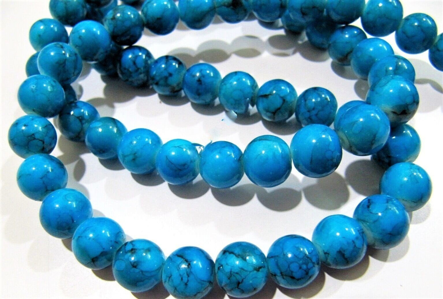 Turquoise Magnasite Ball Shape round Plain Smooth Beads 10mm Howlite Turquoise Gemstone Beads 16 inches Long Wholesale Prices