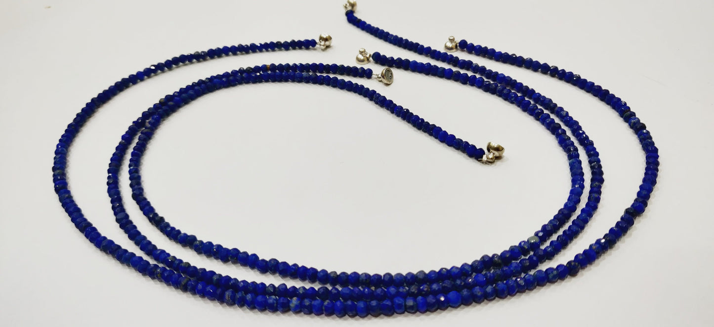 Natural Lapis Lazuli Rondelle Faceted 4mm Beads necklace With Magnetic Clasp Top Quality Wholesale prices Beaded Jewellery