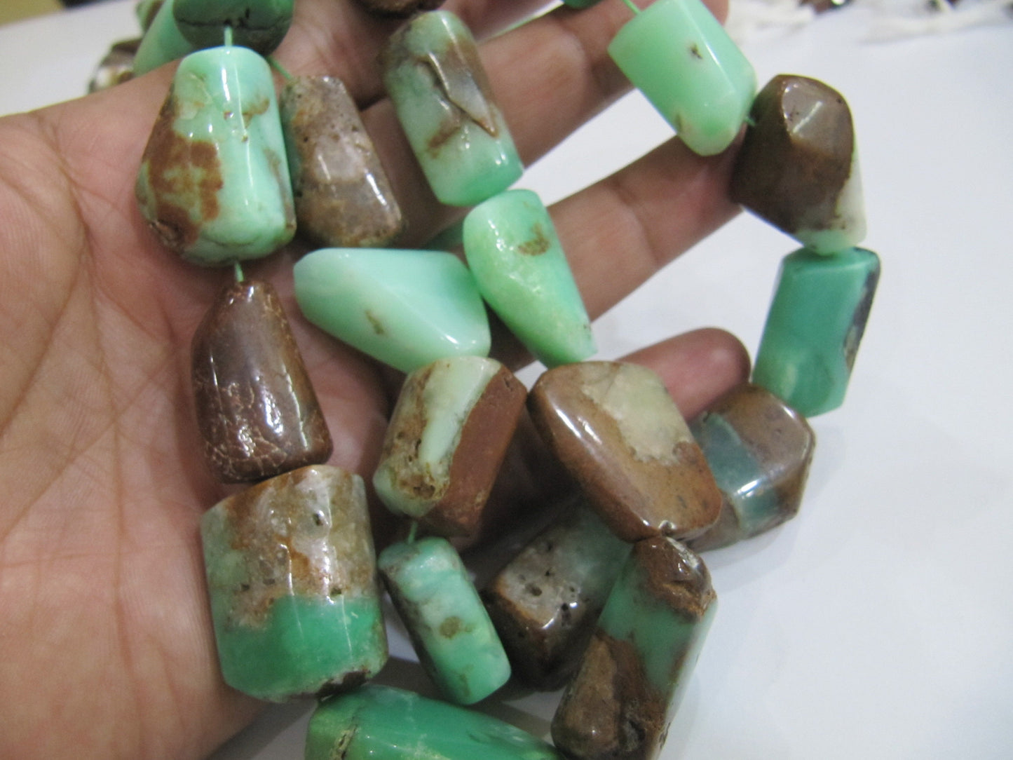 Natural Chrysoprase Nugget Shape Tumbled Plain Smooth 15mm To 25mm Big Size Beads Sold 4 Loose Beads Mix Sizes Wholesale Prices