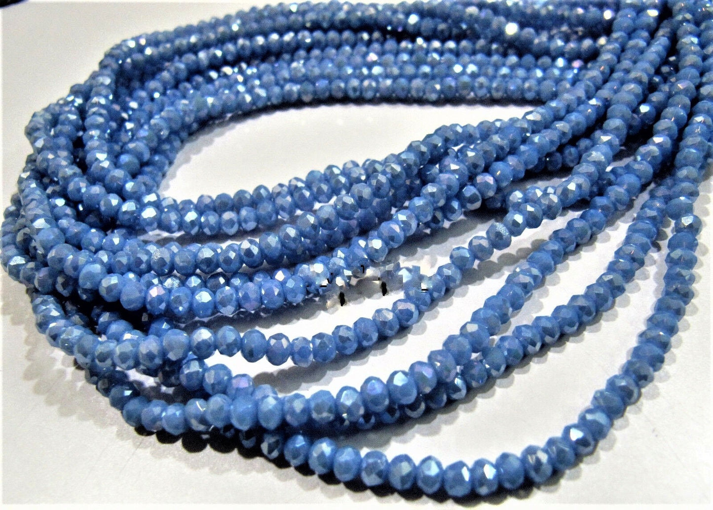 Mystic Coated Blue Chalcedony Hydro Quartz 3-4mm Size Rondelle Faceted Beads Strand 14 inches Long Beautiful Jewelry Beads