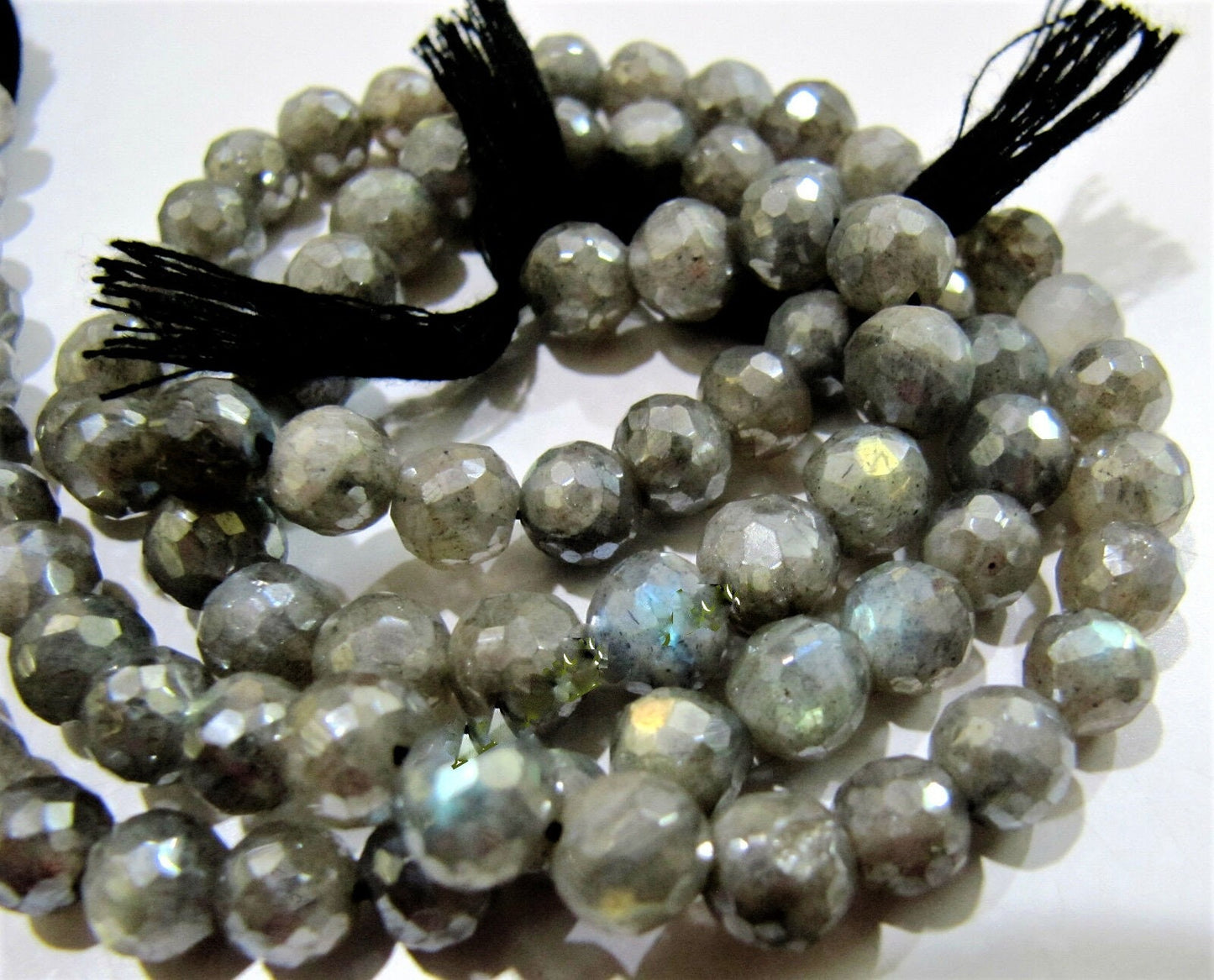 Natural Labradorite Mystic AB Coated Round Faceted 6-7mm Beads Strands 10 inches Long Top Quality Jewelry making Gemstone Beads