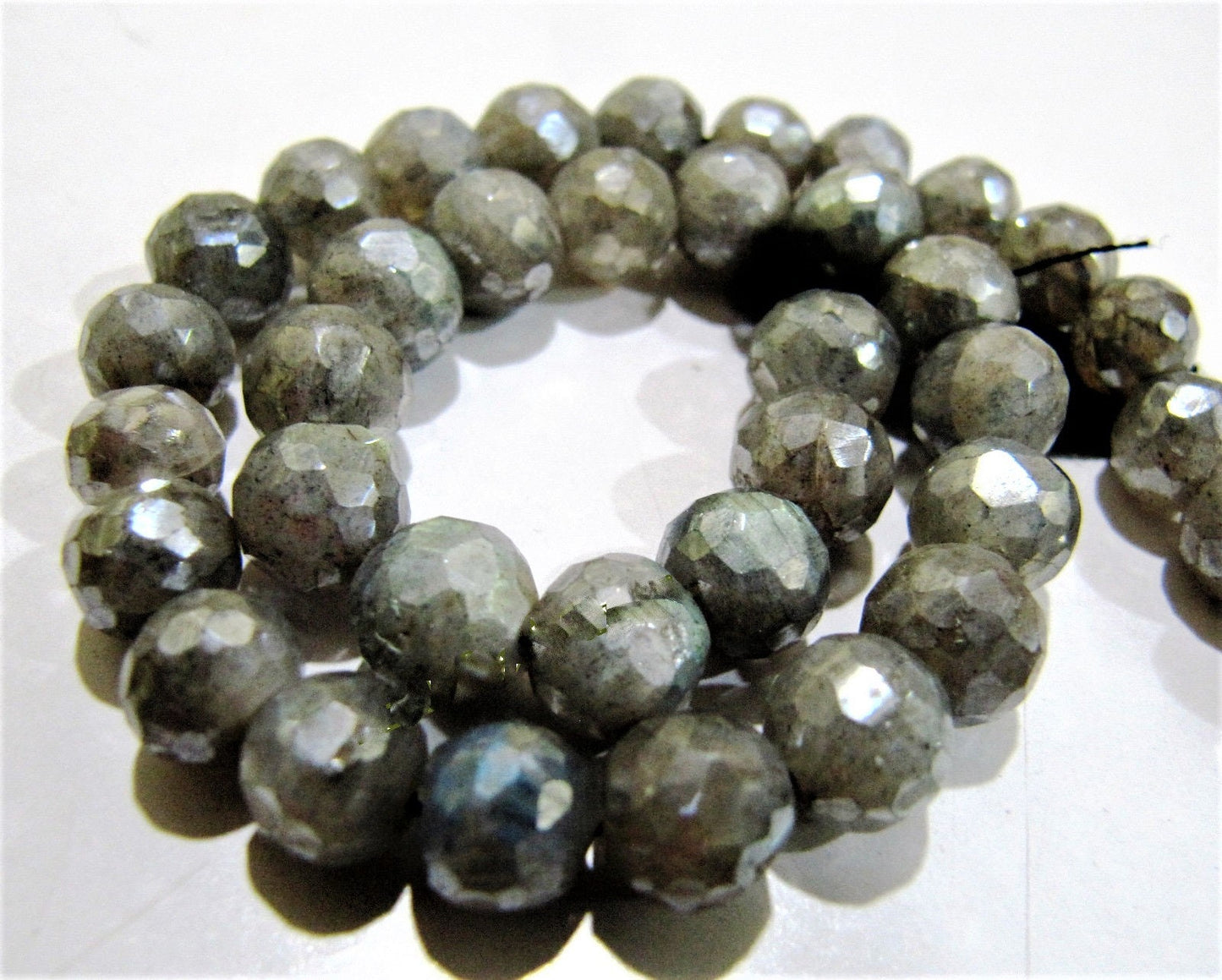 Natural Labradorite Mystic AB Coated Round Faceted 6-7mm Beads Strands 10 inches Long Top Quality Jewelry making Gemstone Beads