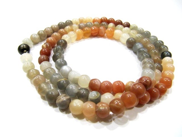 Natural Multi Moonstone Round Plain Smooth 7mm Beaded Necklace 26 Inches Long With Magnetic Clasp Top Quality Wholesale prices