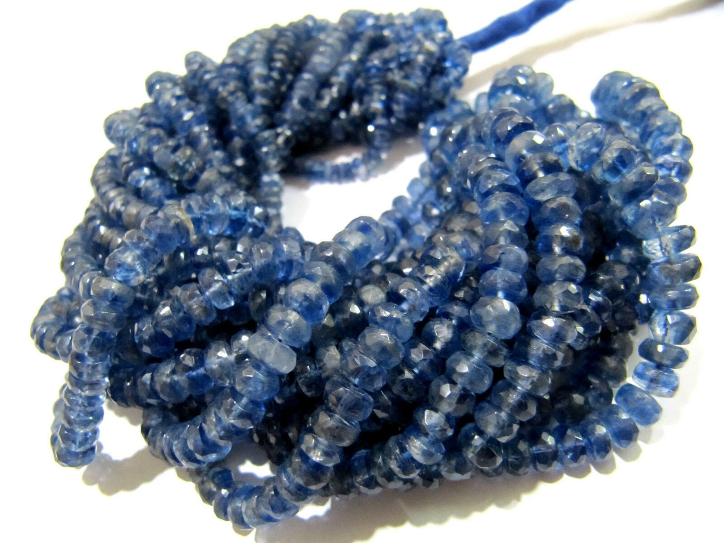 Natural Kyanite Rondelle Faceted Beads Size 3.5 to 6mm Graduated Strand 16 inches long Blue Color Beads sold per Strand Wholesale Prices
