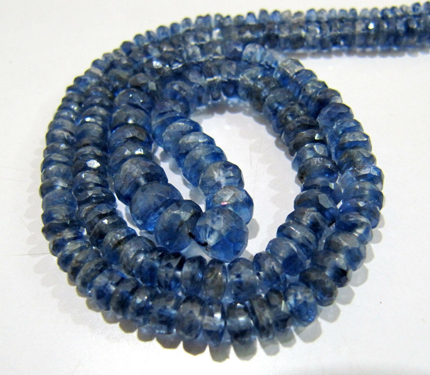 Natural Kyanite Rondelle Faceted Beads Size 3.5 to 6mm Graduated Strand 16 inches long Blue Color Beads sold per Strand Wholesale Prices