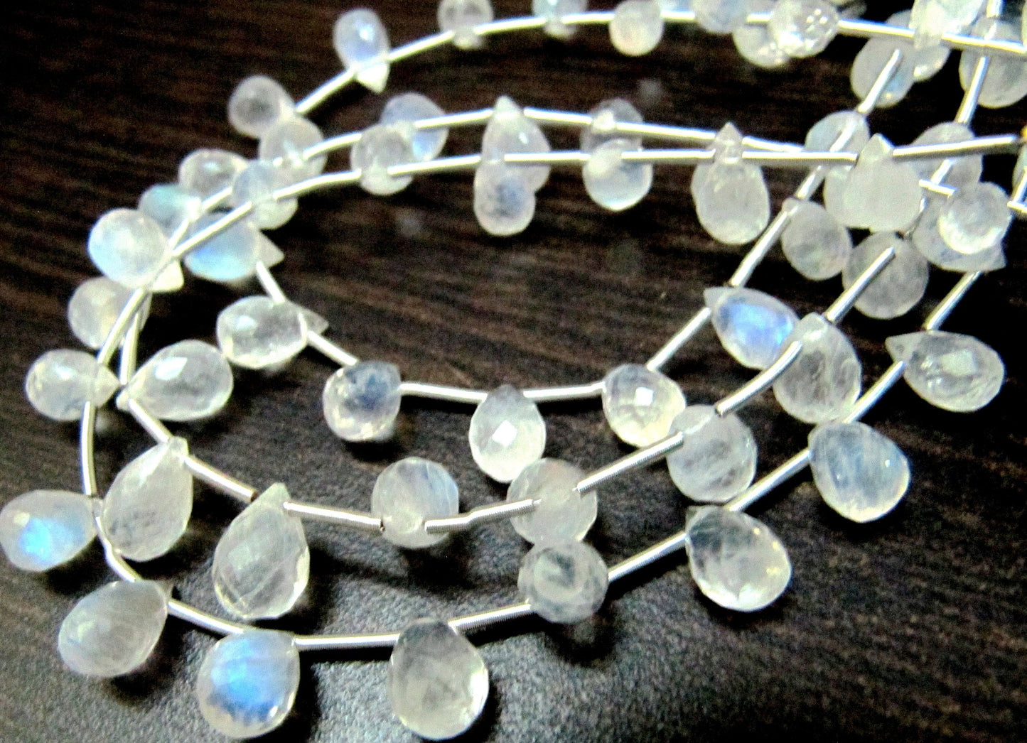 Natural Rainbow Moonstone Teardrop Briolette Beads Blue Flashy 6x8mm to 8x10mm White Rainbow Moonstone beads strand Length 8 inches