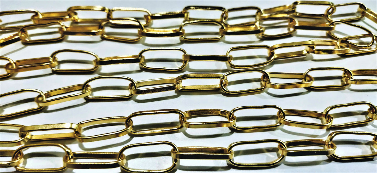 Gold Plated Big & Thick Rectangular 20mm*8mm Link Chain Sold Per Foot Jewellery Making Wholesale Rate Chains 20 Kt Gold Filled Chains