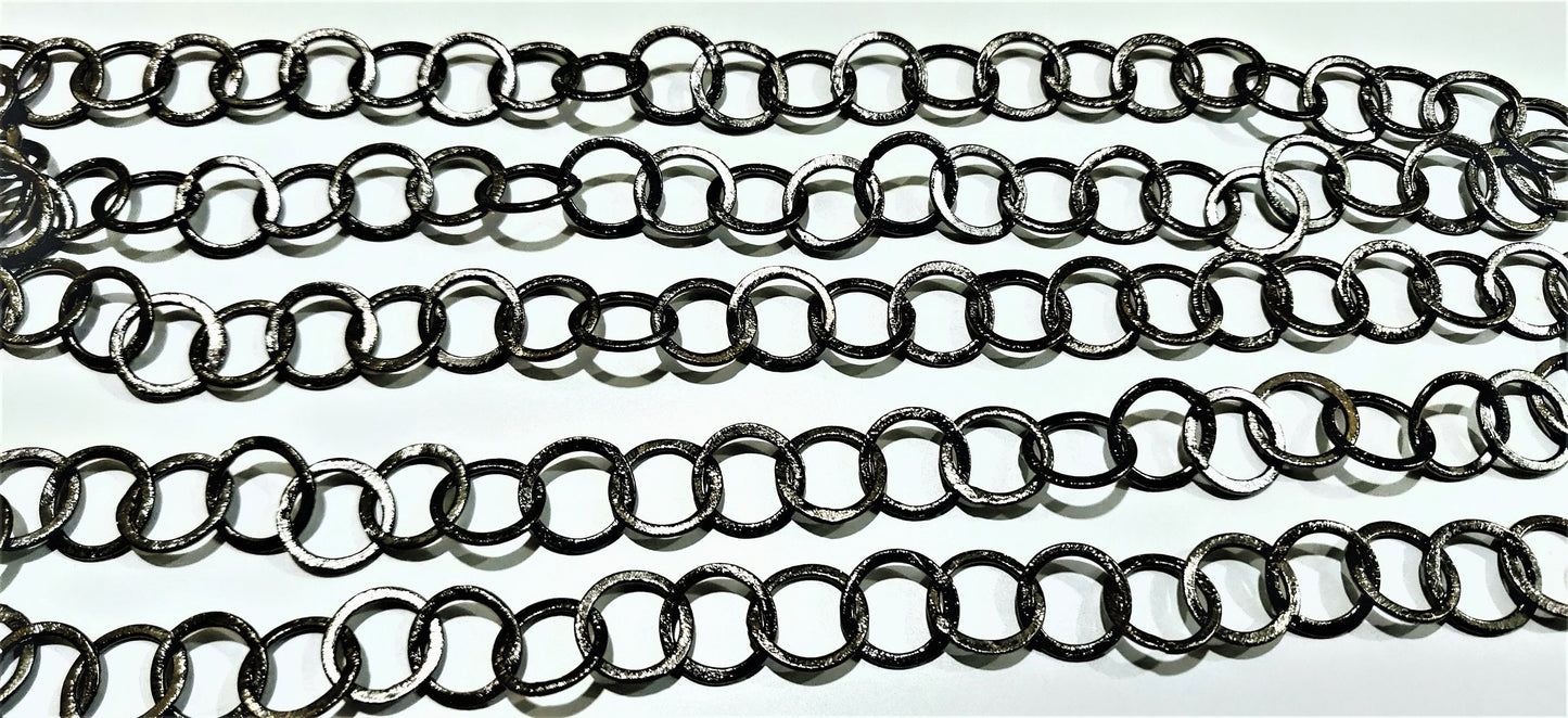 Black Plated Big & Thick Round Ring 15mm Link Chain Sold Per Foot Jewellery Making Wholesale Rate Chains Gun Metal Jewelry Chain