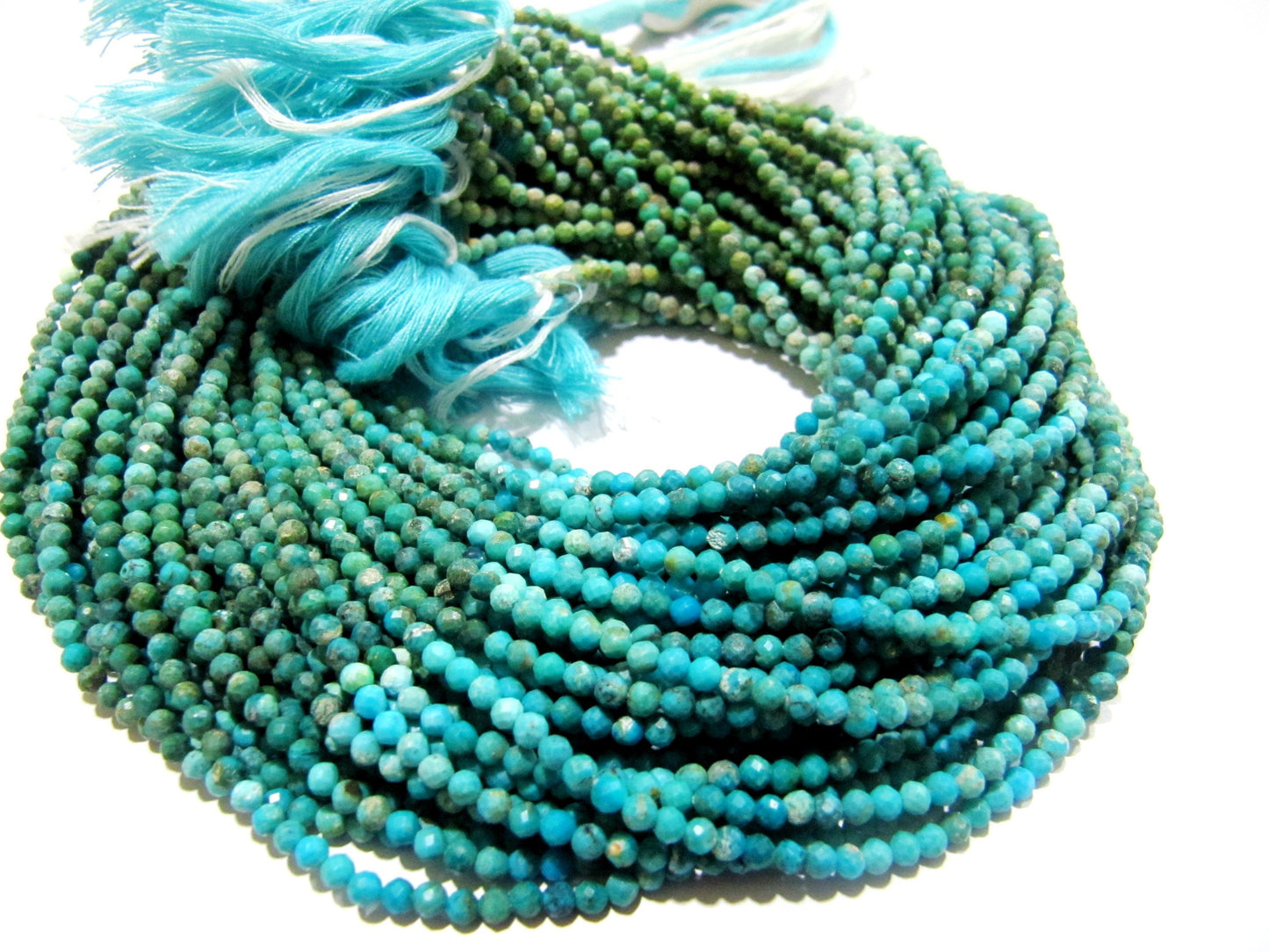 Natural Turquoise Rondelle Faceted 3mm Beads Strand 13 inches long Jewelry Making Turquoise Gemstone Wholesale Prices