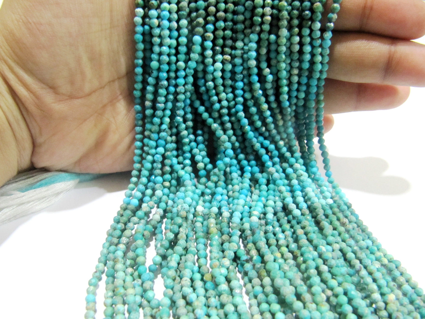 Natural Turquoise Rondelle Faceted 3mm Beads Strand 13 inches long Jewelry Making Turquoise Gemstone Wholesale Prices