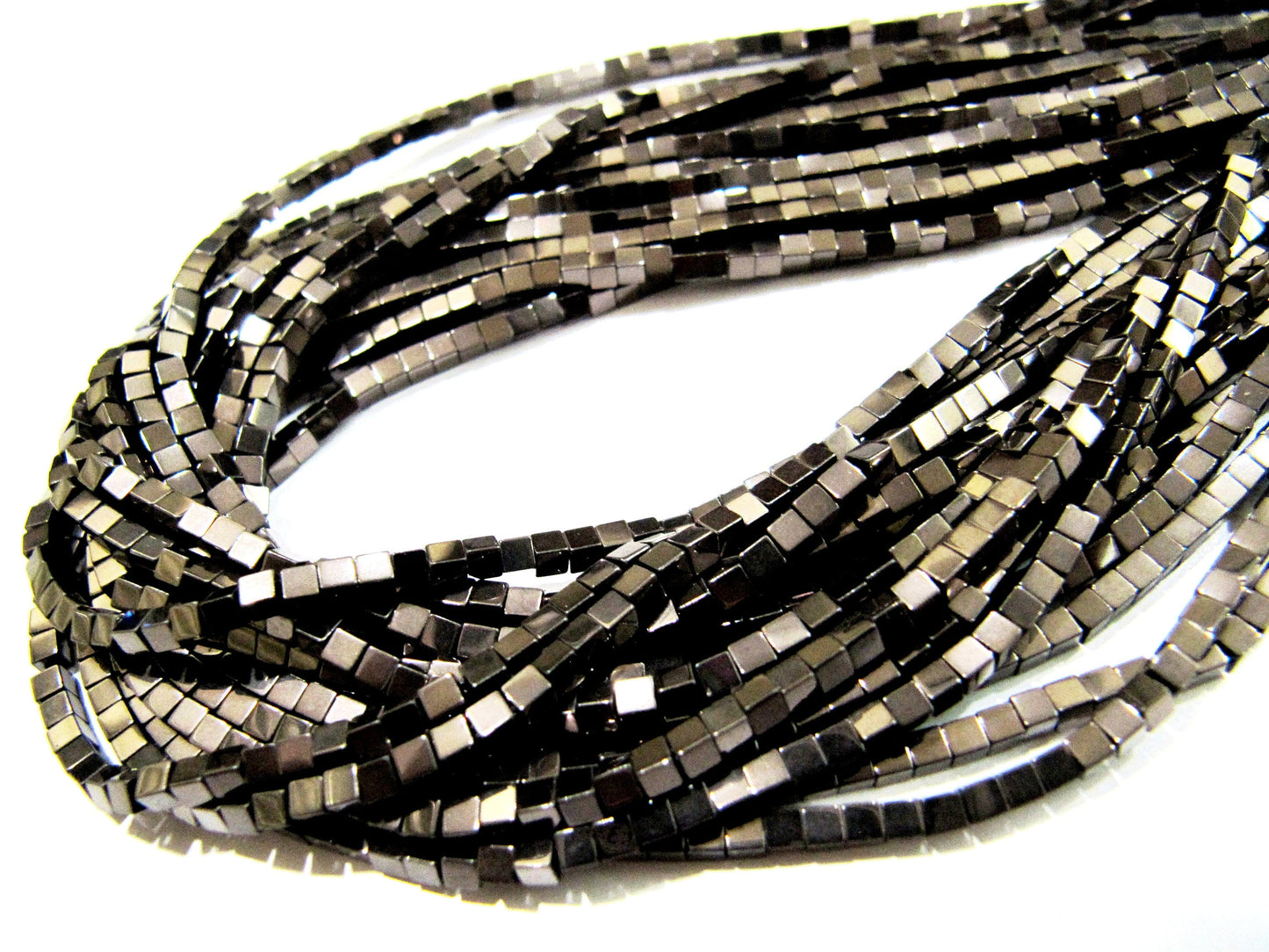 Natural Brown Hematite Cube Beads 2mm Size Strand 15-16 inch long Box Shape Semi Precious Gemstone Beads Wholesale Prices
